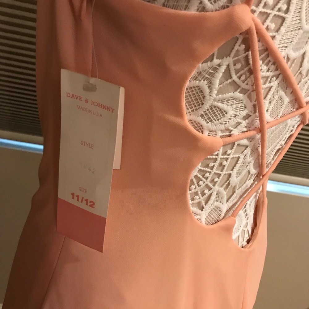 Dave & Johnny Peach Apricot Formal Prom Dress - Picture 3 of 7